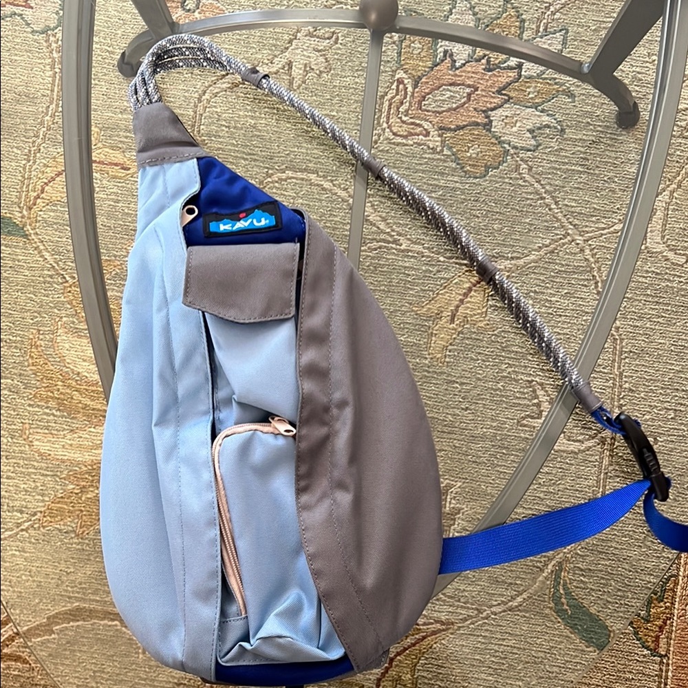 Kavu Gray and Blue Rope Sling with Adjustable Straps
